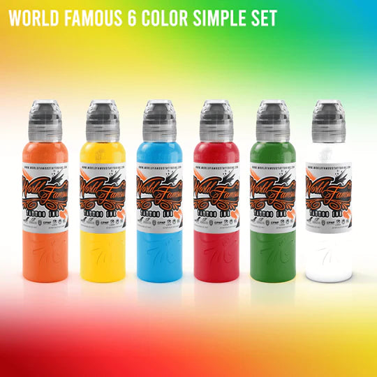 World Famous Set 6 Color  Tattoo Ink 1 oz