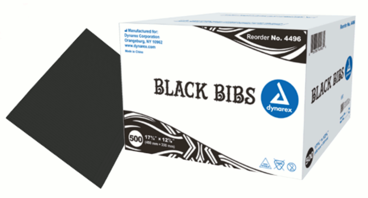 Dynarex Black Bibs 125 count