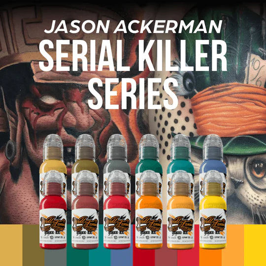 World Famous Set Jason Ackerman Serial Killer Series Tattoo Ink 1 oz